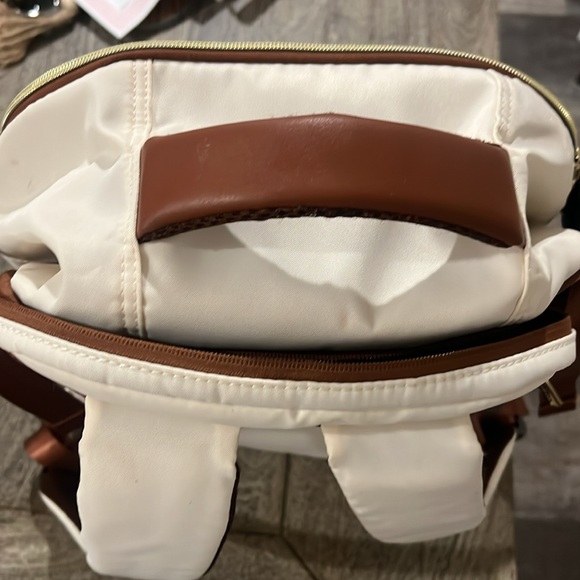 NWOT Cream and Brown Backpack with USB port. - Picture 5 of 12